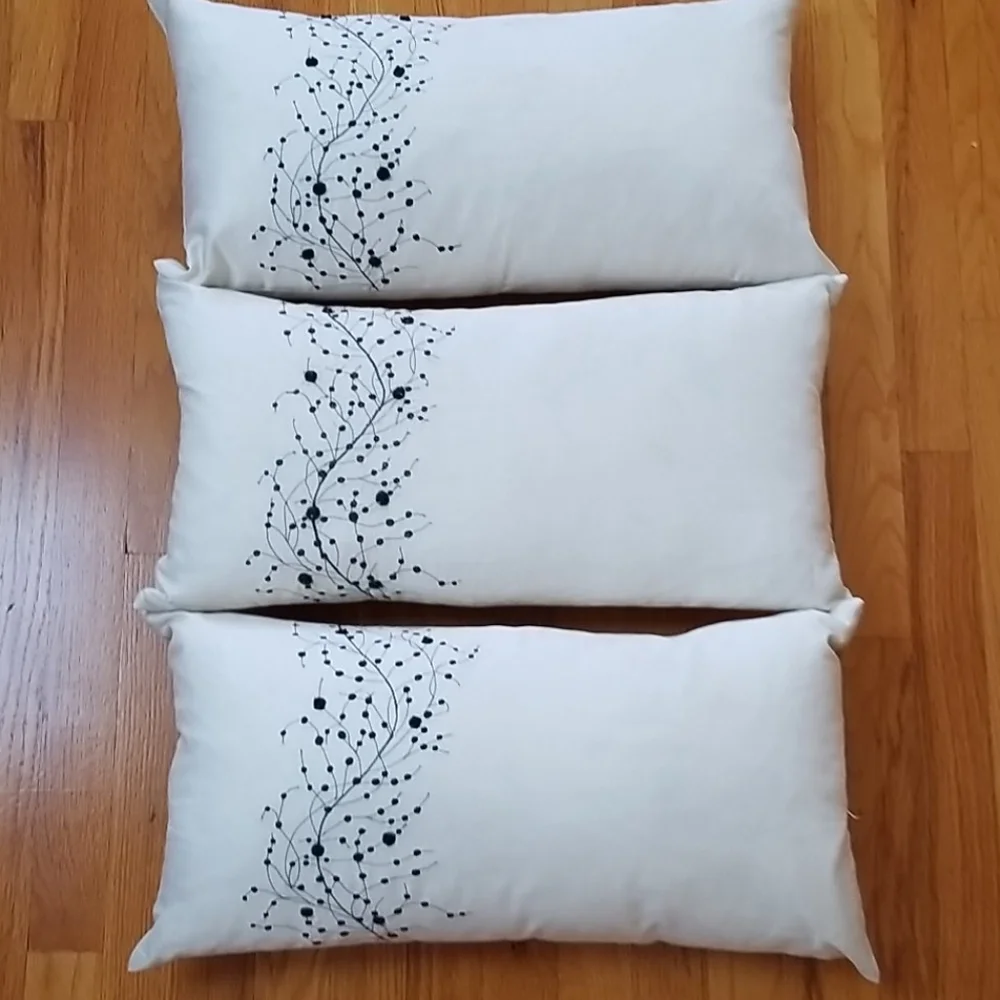 Revelations Cream& black Embroidery Accent Pillow